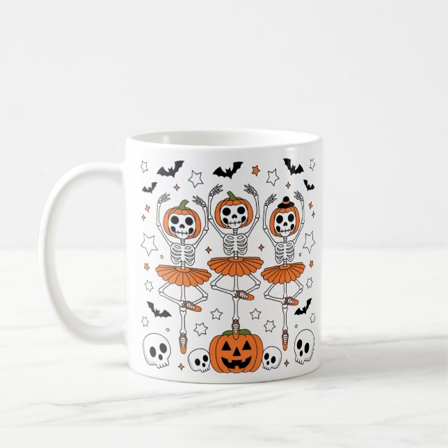 Halloween Pumpkin Dance Spooky Sips for the Season Coffee Mug (Left)