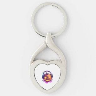 Halloween Pumpkin DJ Party Keychain