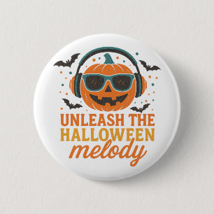 Halloween Pumpkin DJ Unleash Melody Music 2 Inch Round Button