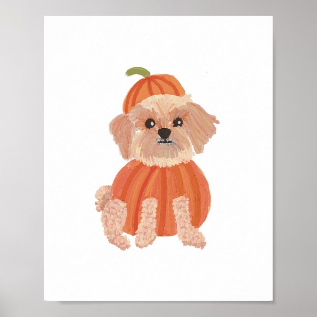 Halloween Pumpkin Dog Poster (Front)