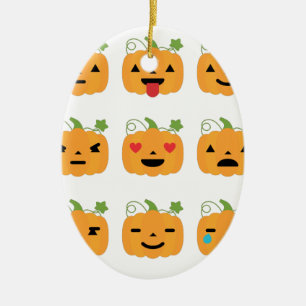 halloween pumpkin emojis ceramic ornament