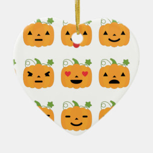 halloween pumpkin emojis ceramic ornament