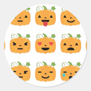 halloween pumpkin emojis classic round sticker