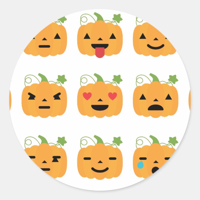 halloween pumpkin emojis classic round sticker (Front)