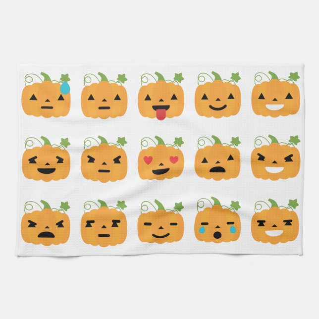 halloween pumpkin emojis kitchen towel (Horizontal)
