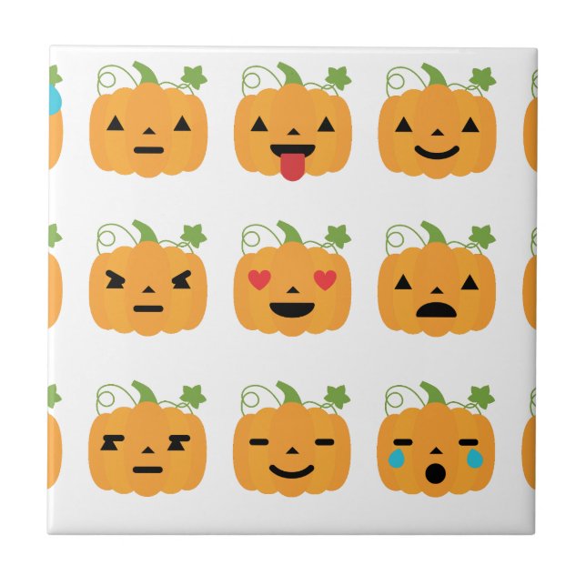 halloween pumpkin emojis tile (Front)
