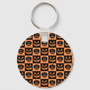 Halloween Pumpkin Face Ghost Spooky Pattern Keychain