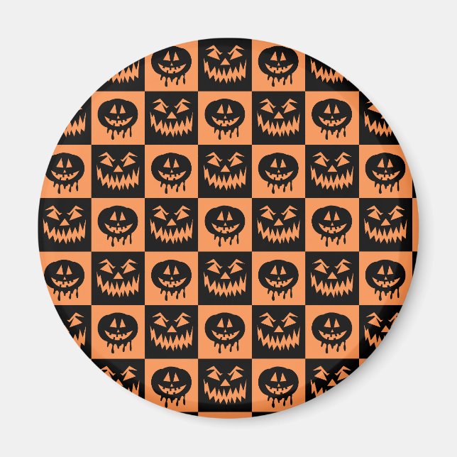 Halloween Pumpkin Face Ghost Spooky Pattern  Magnet (Front)