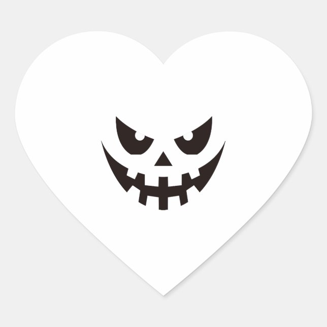 Halloween Pumpkin Face  Heart Sticker (Front)