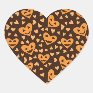 Halloween Pumpkin face in heart shapes pattern  He Sticker