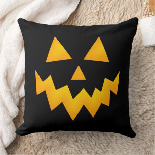 Halloween Pumpkin Face Jack o Lantern Throw Pillow