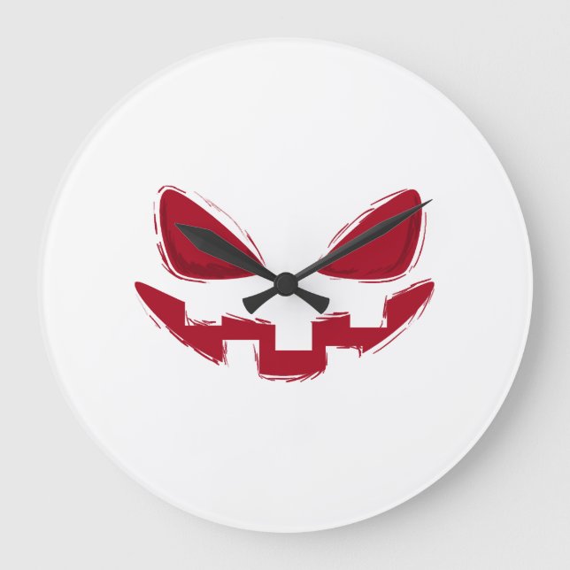 Halloween Pumpkin Face   Large Clock (Front)