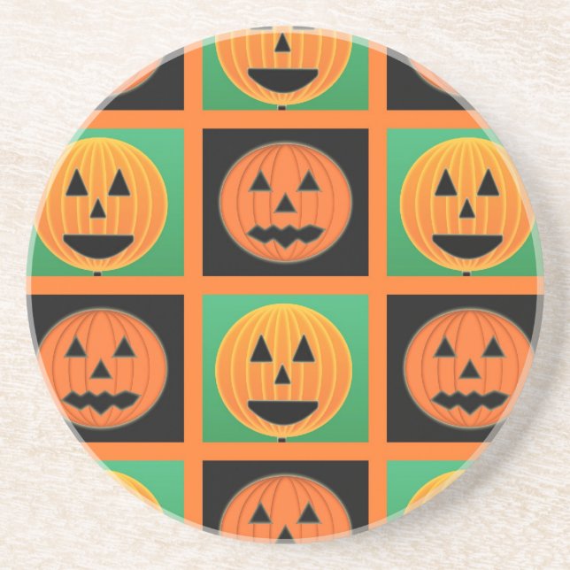 Halloween pumpkin face pattern coaster (Front)