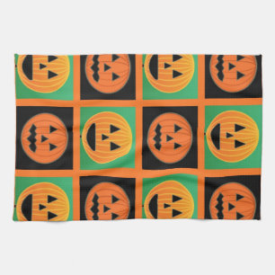 Halloween pumpkin face pattern kitchen towel