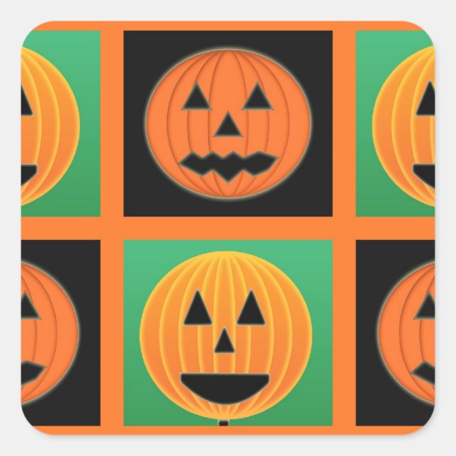 Halloween pumpkin face pattern square sticker (Front)