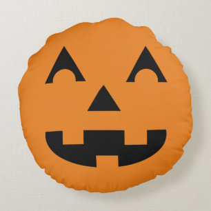 Halloween Pumpkin Face Round Pillow