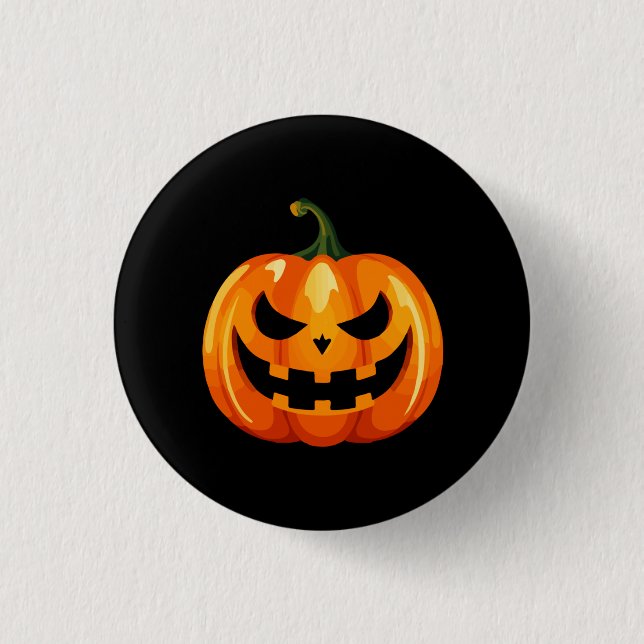 Halloween Pumpkin Face Scary 1 Inch Round Button (Front)