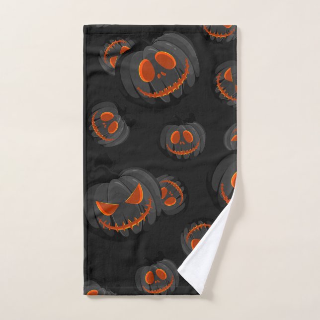 Halloween Pumpkin Face Spooky Pattern Hand Towel (Hand Towel)
