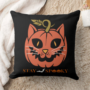 Halloween Pumpkin Face Stay Spooky Throw Pillow