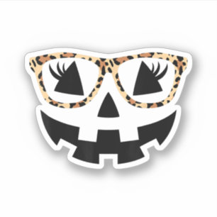 Halloween Pumpkin Face With Leopard Glasses 