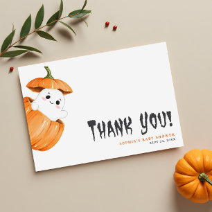 Halloween Pumpkin Fall Baby Shower Thank You Card
