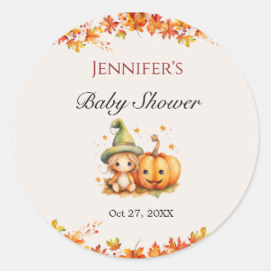 Halloween Pumpkin Fall Thanksgiving Baby Shower  Classic Round Sticker