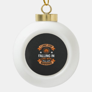 Halloween Pumpkin Falling In Love Ceramic Ball Christmas Ornament