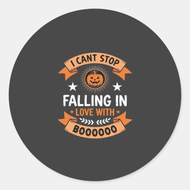 Halloween Pumpkin Falling In Love Classic Round Sticker (Front)