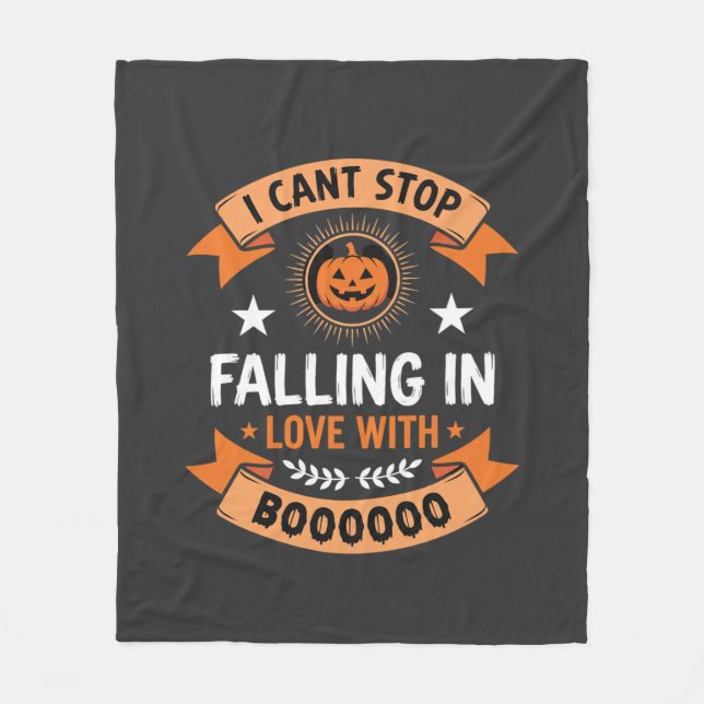 Halloween Pumpkin Falling In Love Fleece Blanket (Front)