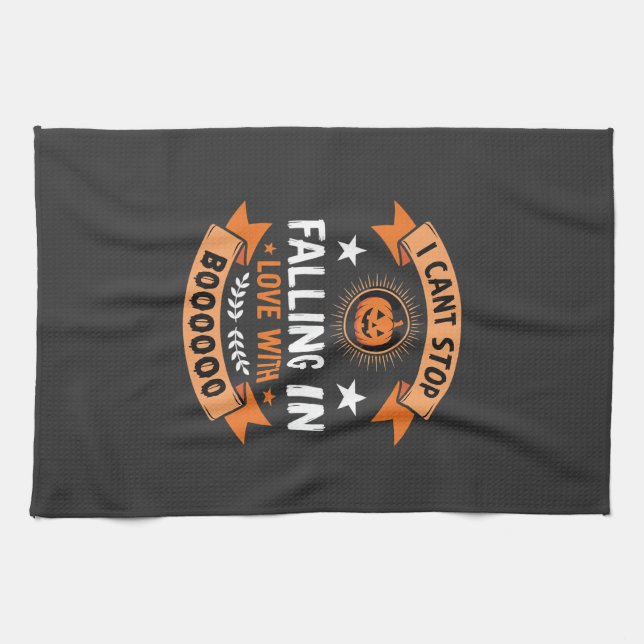 Halloween Pumpkin Falling In Love Kitchen Towel (Horizontal)
