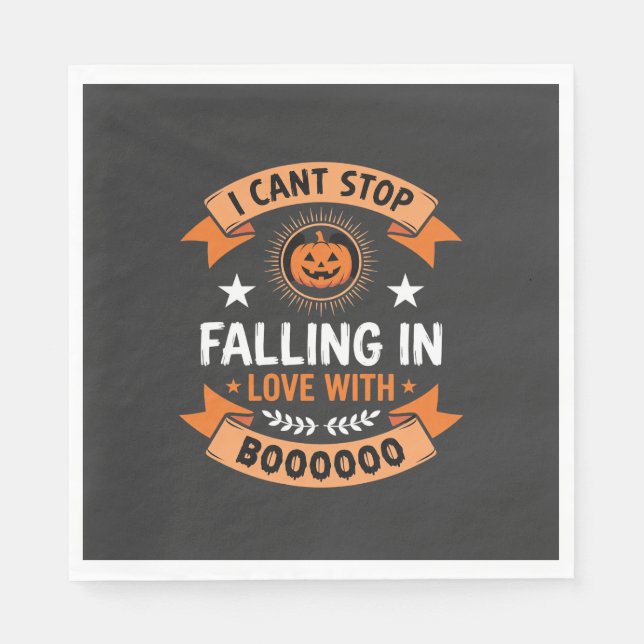 Halloween Pumpkin Falling In Love Napkin (Front)