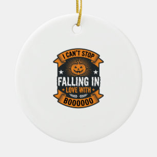 Halloween Pumpkin Falling In Love Vintage Shirt De Ceramic Ornament