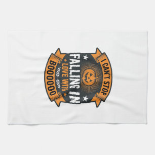 Halloween Pumpkin Falling In Love Vintage Shirt De Kitchen Towel
