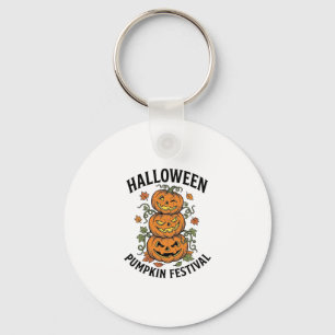 Halloween Pumpkin Festival Vintage Jack O Lantern Keychain