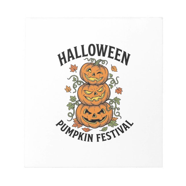 Halloween Pumpkin Festival Vintage Jack O Lantern  Notepad (Front)