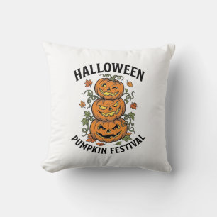 Halloween Pumpkin Festival Vintage Jack O Lantern Throw Pillow