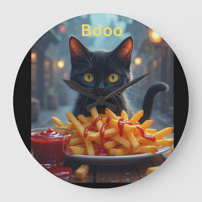 Halloween pumpkin fries with catsup large clock (Front)