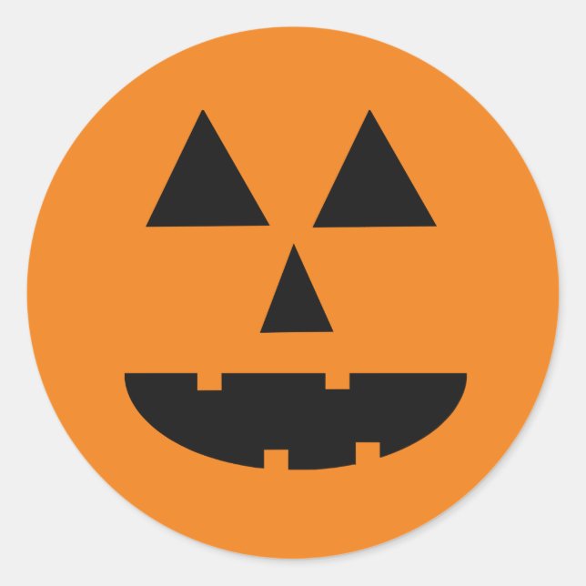 Halloween pumpkin. Funny black orange Jack lantern Classic Round Sticker (Front)