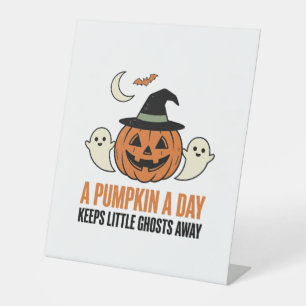 Halloween Pumpkin Funny Ghost Vintage Quote_1 Pedestal Sign