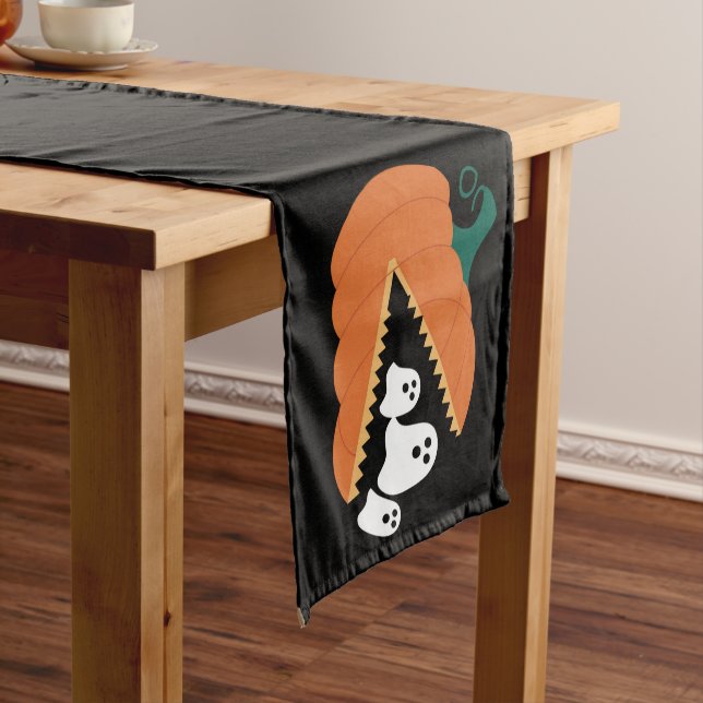 Halloween Pumpkin Funny Ghosts Boys Kids  Short Table Runner (In Situ)