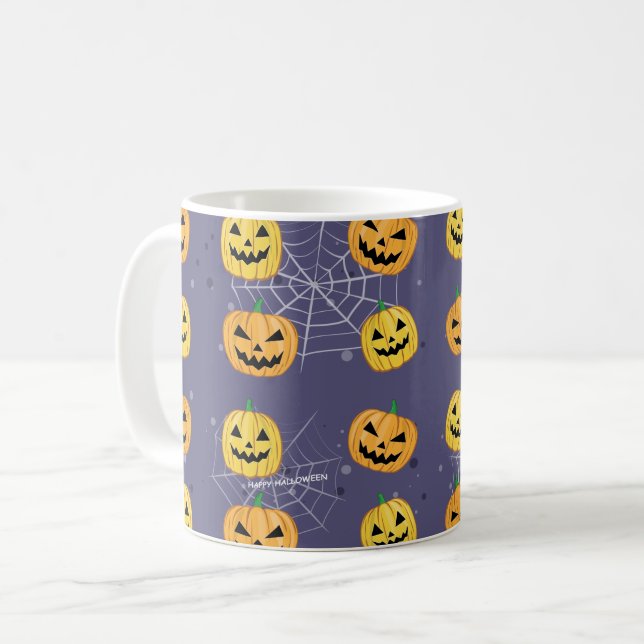 Halloween Pumpkin - Funny Pattern  Coffee Mug (Front Left)