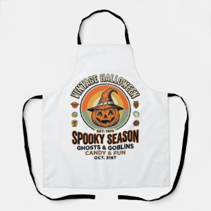 Halloween Pumpkin Funny Vintage Witch Hat_1 Apron
