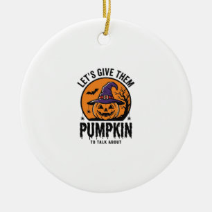 Halloween Pumpkin Funny Witch Hat Spooky Retro_1 Ceramic Ornament