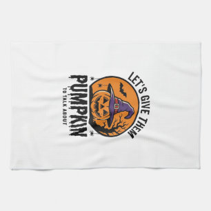 Halloween Pumpkin Funny Witch Hat Spooky Retro_1 Kitchen Towel