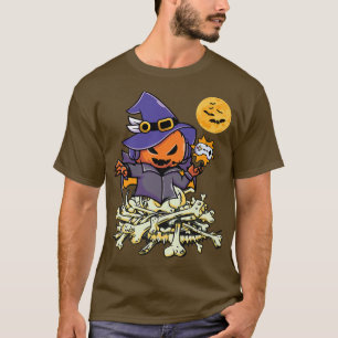 Halloween Pumpkin Gamer Ghost Wizard Boys Kids Tee