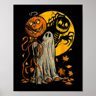 Halloween Pumpkin Ghost Autumn Poster