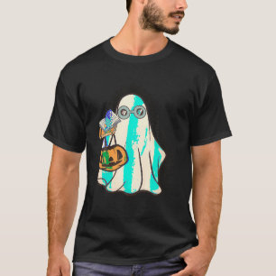 Halloween Pumpkin Ghost Boo Reading Book Lover Spo T-Shirt