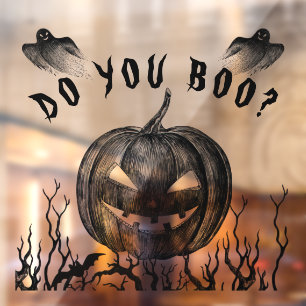 Halloween Pumpkin Ghost Do You Boo Window Cling