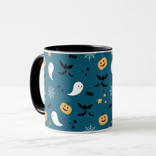 Halloween Pumpkin Ghost Mug (Front Left)