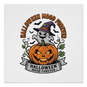 Halloween Pumpkin Ghost Vintage Engraving Shirt_1 Poster